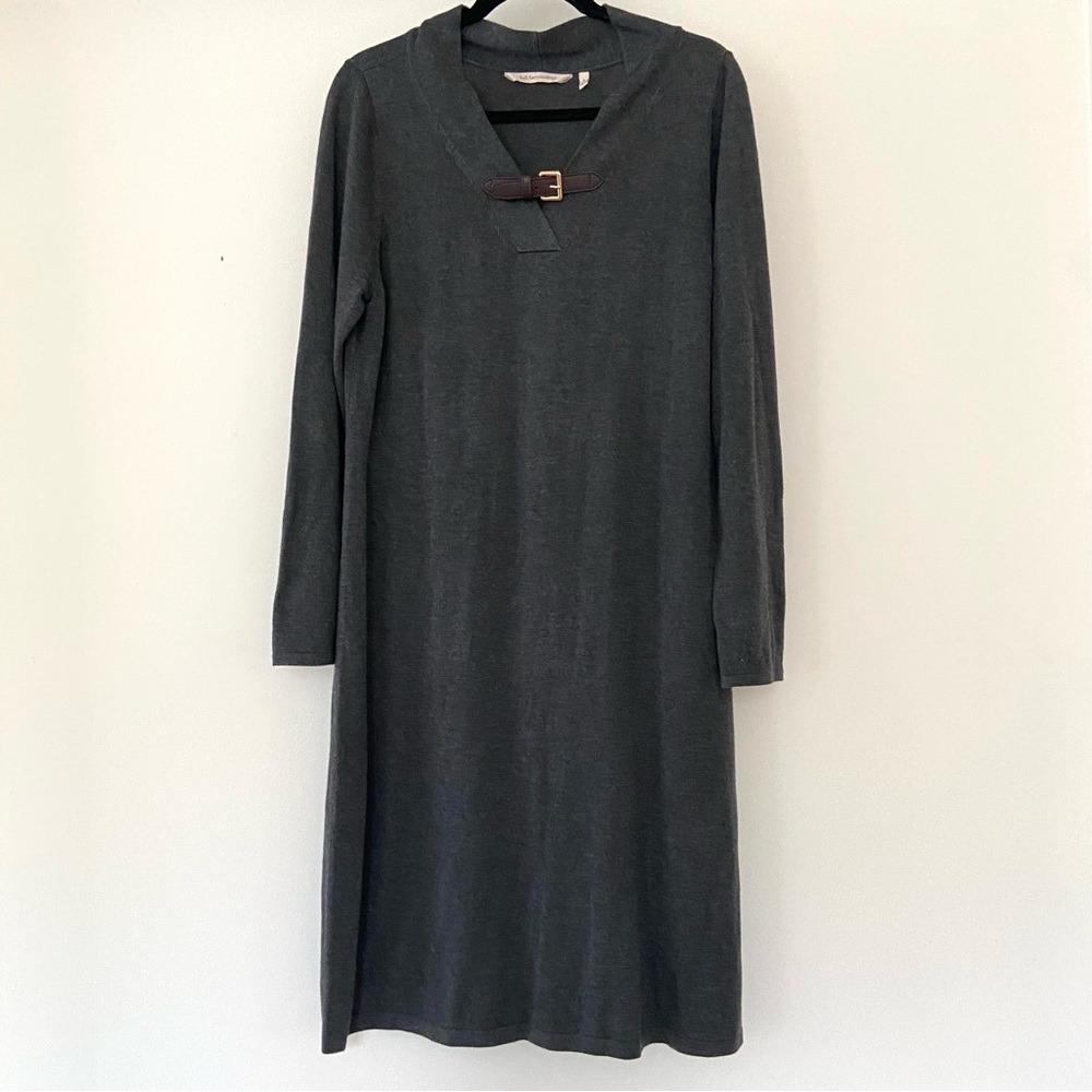 Soft Surroundings Gray Sweater Dress Size Large Part Cashmere Minimalist Career